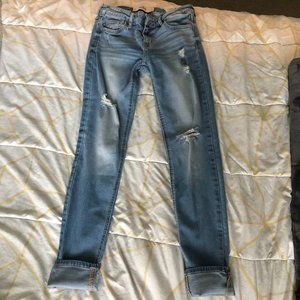 Mid-Rise Ripped Stretch Jeans